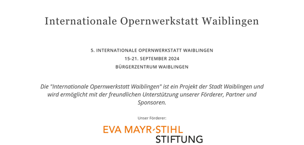 5. Internationale Opernwerkstatt Waiblingen 2024